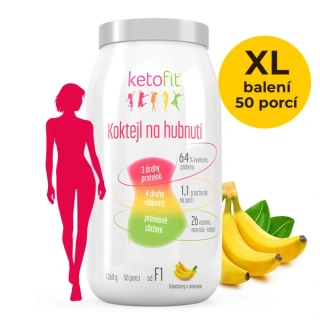 KetoFit BANÁN proteinový koktejl 1260 g - lehká péče